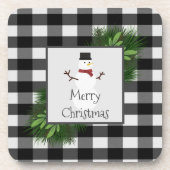 Snowman Buffalo Plaid Plastic Dessous de verre (Devant)