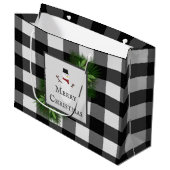 Snowman Buffalo Plaid Sac cadeau (Devant Angle)