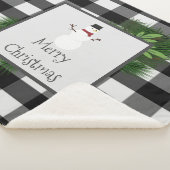 Snowman Buffalo Plaid Sherpa Blanket | Black Sherpa Deken (3/4)