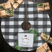 Snowman Buffalo Plaid | Zwart-Wit Kerstboom Rok