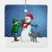 Snowman Building Keramisch Ornament (Achterkant)