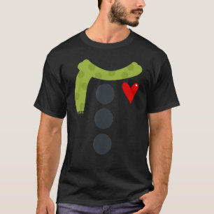 Snowman Button Costume Funny Kerstmis Mannen W T-shirt