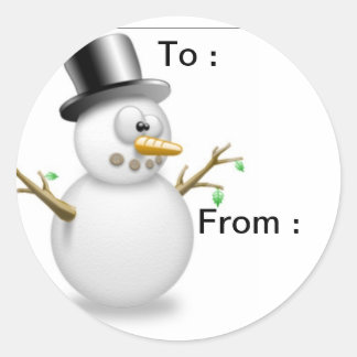 Snowman cadeaubonnen ronde sticker