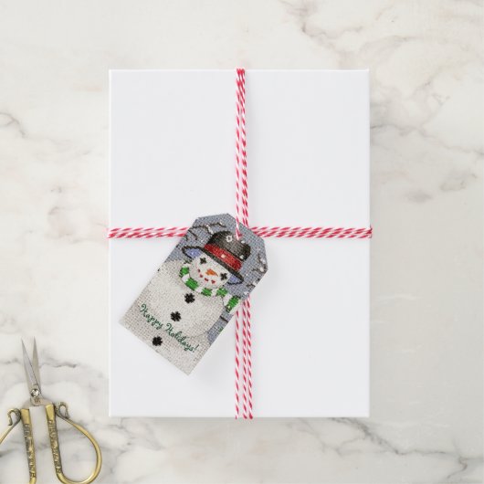 Snowman Cadeaulabel (Met Touw)