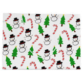 Snowman Candy Cane Christmas Tree Groot Cadeauzakje (Achterkant)