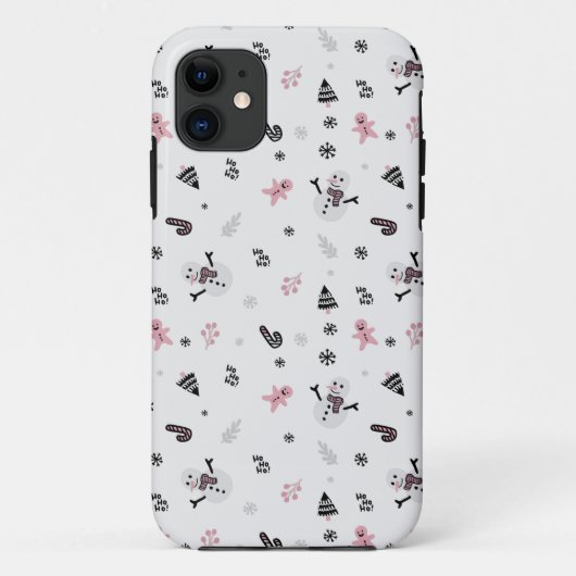 Snowman Candy Cane Pattern Case-Mate iPhone Case (Achterkant)