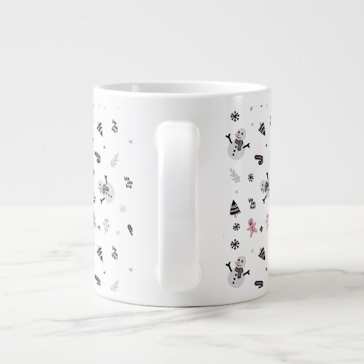 Snowman Candy Cane Pattern Extra Grote Beker (Achterkant)