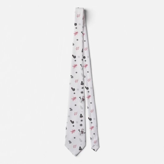 Snowman Candy Cane Pattern Stropdas (Voorkant)