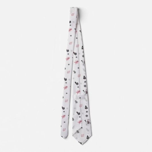 Snowman Candy Cane Pattern Stropdas (Achterkant)