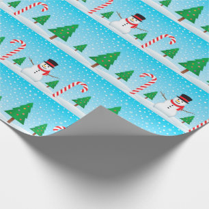 Snowman & Candy Cane Winter Wonderland Cadeaupapier