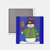 Snowman & Cardinal - aimant de Noël (Recto/Verso)