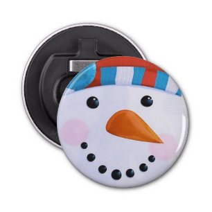 Snowman Carrot Nose Winter Kerstmis Button Flesopener