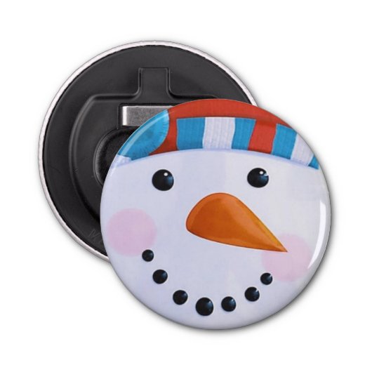 Snowman Carrot Nose Winter Kerstmis Button Flesopener (Voorkant)