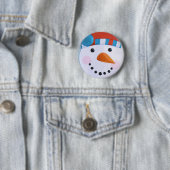 Snowman Carrot Nose Winter Kerstmis Ronde Button 5,7 Cm (In situ)