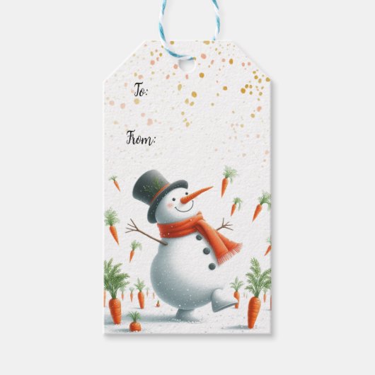 Snowman Carrot Patch Dance Cadeaulabel (Voorkant)