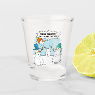 Snowman Cartoon Funny Drawing Shot Glas