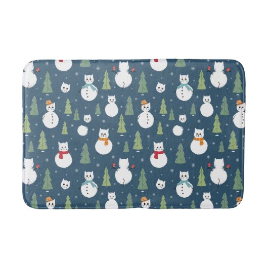 Snowman Cats Vakantiepatroon Badmat (Voorkant)