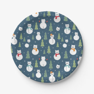 Snowman Cats Vakantiepatroon Papieren Bordje