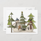 Snowman Chat Briefkaart (Voorkant / Achterkant)