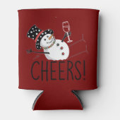 Snowman Cheers Wijn Kerst Grappig Kerstmis Winter Blikjeskoeler (Voorkant)