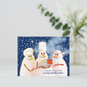 Snowman Chef cooking baking foliday recipe card Feestdagenkaart (Staand voorkant)