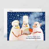 Snowman Chef cooking baking foliday recipe card Feestdagenkaart (Voorkant / Achterkant)
