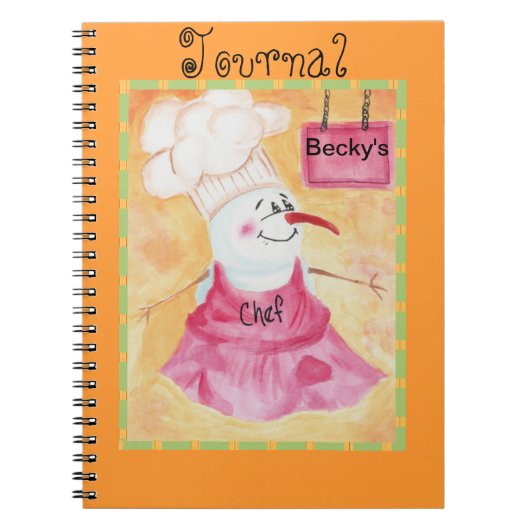 Snowman Chef in Schort & Chef's Pet Journal Notitieboek (Voorkant)