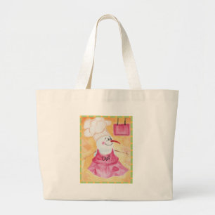 Snowman Chef in Schort en Chef's Pet Grote Tote Bag