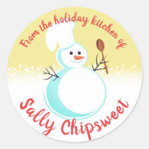 Snowman chef-kok Kerst uit de keuken van sticker