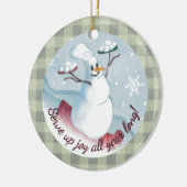 Snowman chef-kok met sneeuwballen kerstversiering keramisch ornament (Links)