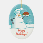 Snowman chef-kokok kerstversiering keramisch ornament (Achterkant)