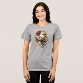 Snowman Christmas Checkered Board retro Tri-Blend Shirt (Voorkant volledig)