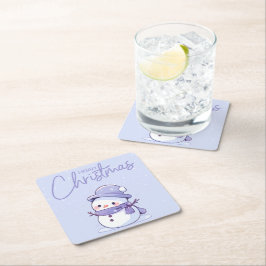 Snowman Christmas Coaster Vierkante Kartonnen Onderzetter