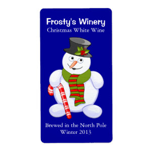Snowman Christmas Home Vin brassé Étiquettes
