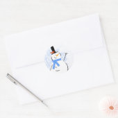 Snowman Christmas Label, naar: Van: Ronde Sticker (Envelop)
