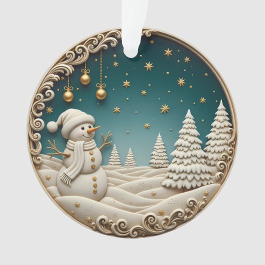 Snowman Christmas Ornament 2025 – Classic Carved (devant)