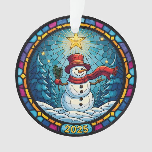 Snowman Christmas Ornament 2025 – Stained Glass (devant)
