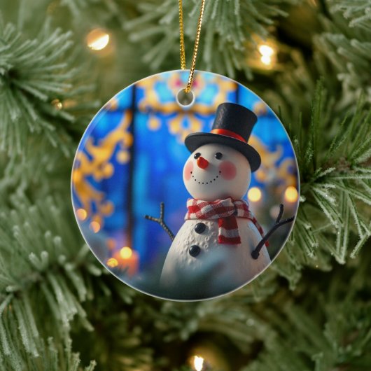 Snowman Christmas Ornament Faux Stained Glass (Boom)