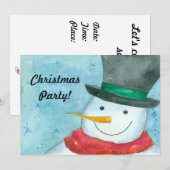 Snowman Christmas Party Invitation aquarelle Art (Devant / Derrière)