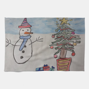 Snowman & Christmas Tree Tea Serviette