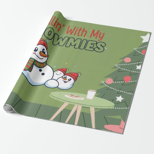 Snowman Christmas Wrapping Paper | Festive Gift Cadeaupapier (Uitgerold)