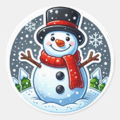 Snowman Circle autocollant de forme (Devant)