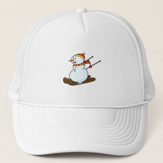 Snowman comme skieur avec ski et Casquette (Devant)