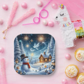 Snowman Cottage Winterpapier Bord (Feest)