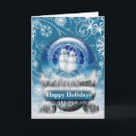 Snowman Couple Christmas Snow Globe Photo modèle<br><div class="desc">Snowman Couple Christmas Snow Globe Custom Greeting Card Photo Modèle Blank in side</div>