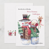 Snowman Couple kerstKaart (Voorkant / Achterkant)