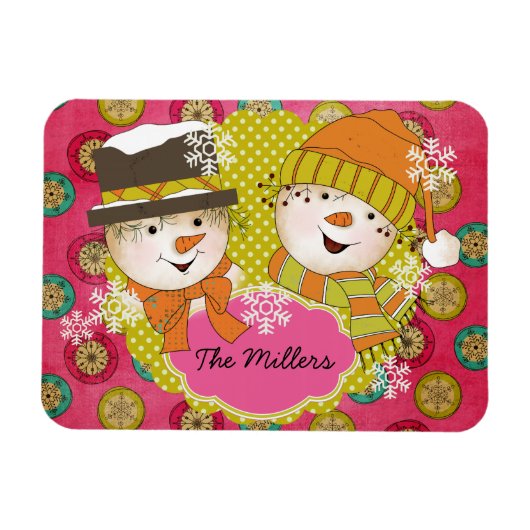 Snowman Couple persoonlijke Flexi Magnet Magneet (Horizontaal)
