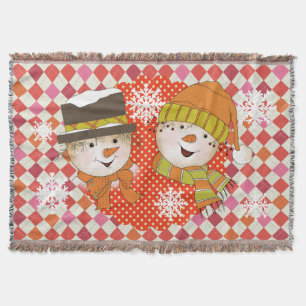 Snowman Couple Stippen en Argyle Holiday Throw Deken