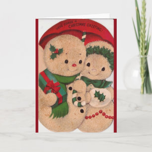 Snowman Couple uit 1940 Feestdagen Kaart