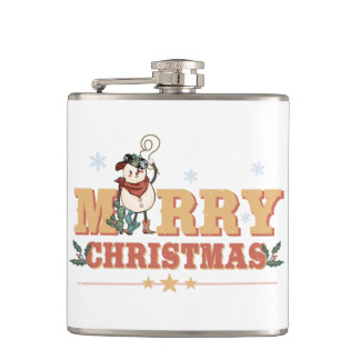 Snowman Cowboy Kerst Vinyl Wrapped Flask Heupfles